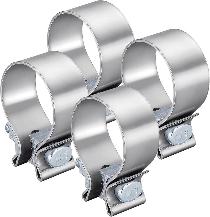 VPZMT 1.75 Inch Muffler Exhaust Clamp for Harley Davidson Touring/Street Glide/Electra Glide/Road King/Road Glide, Stainless Steel 304 (4 Pack) - Image 1